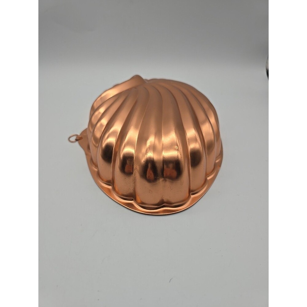 Vintage Copper Tone Aluminum Sea Shell Gelatin Mold Tin Jello Cake Pan 6 Cups - Picture 5 of 10